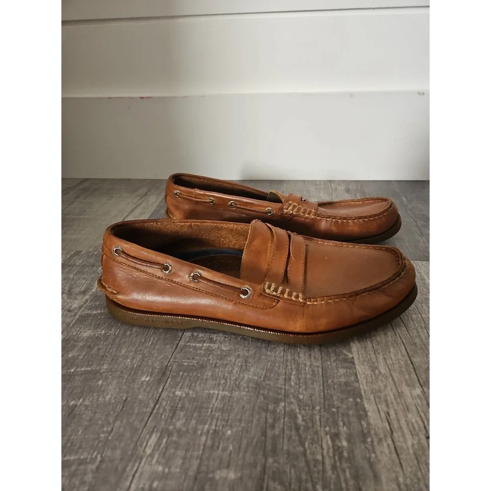 Sperry Top-Sider Mens 10M Leano Penny Loafer Driver Boat Shoes Tan Leather
